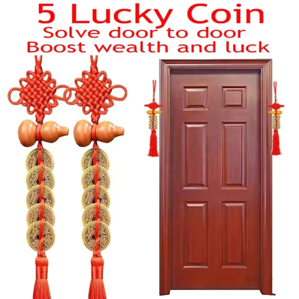 1Pcs Feng Shui Five Emperors Money Gourd Pendant