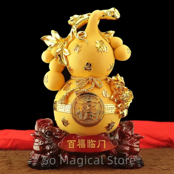 Golden Brass Wu Lou Feng Shui Gourd Ornament