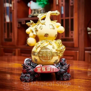 Golden Brass Wu Lou Feng Shui Gourd Ornament