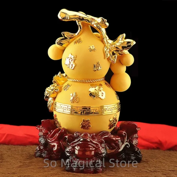 Golden Brass Wu Lou Feng Shui Gourd Ornament